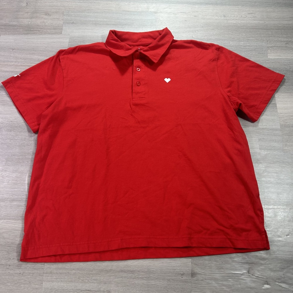 CVS Polo Shirt Mens Large Red Heart Logo Work Uniform Short Sleeve Knit Top